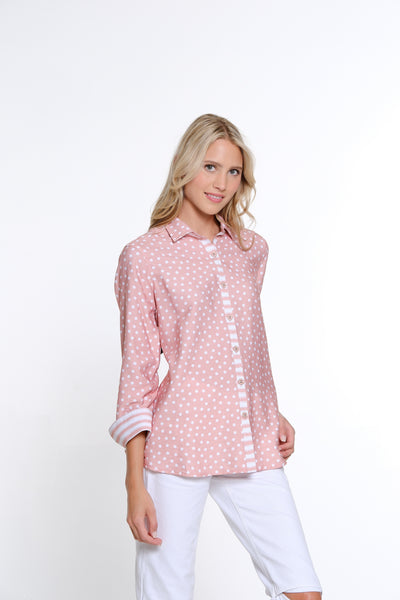 Polka Dot Woven Shirt - Blush