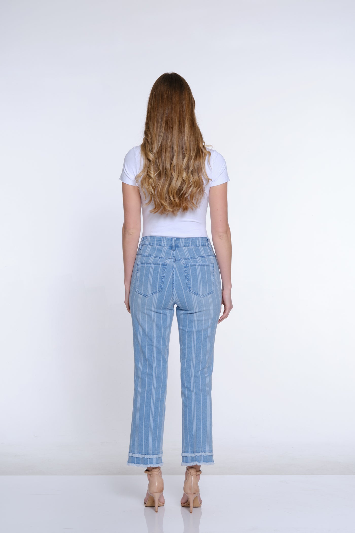 Print Flare Leg Jean - Denim Stripe