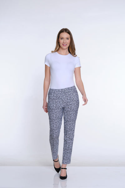 Print Fine Line Ankle Pant - Black/White Print