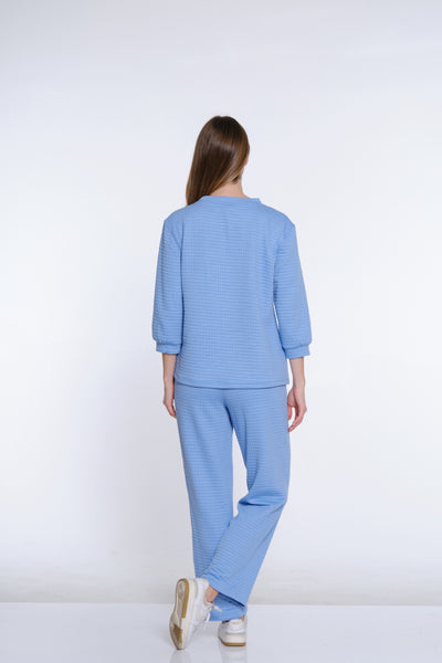 Jacquard Knit Ankle Pant - Cornflower