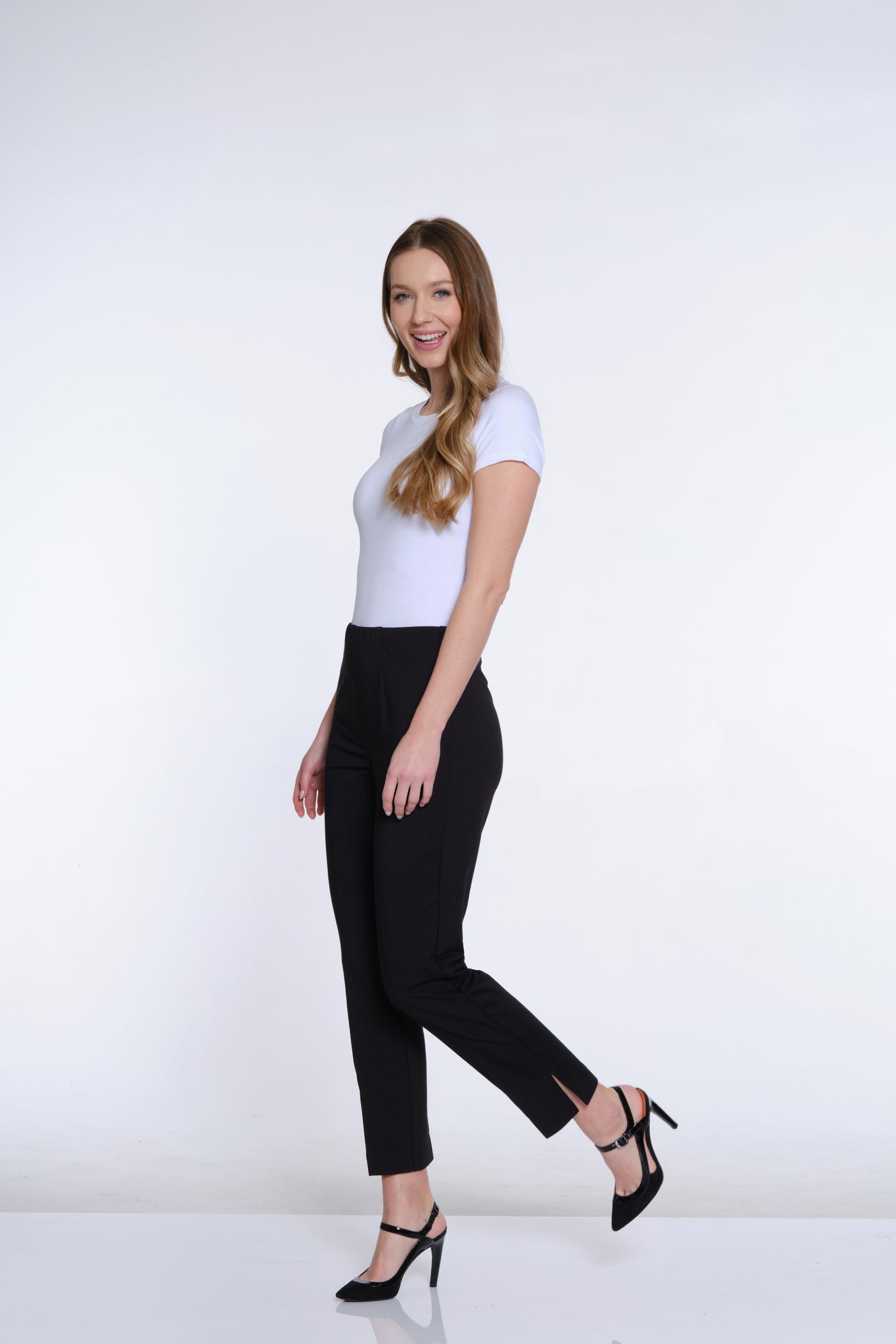 Terry Knit Ankle Pant - Black