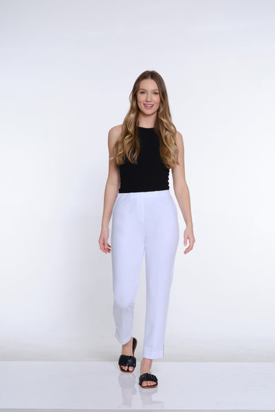 Terry Knit Ankle Pant - White