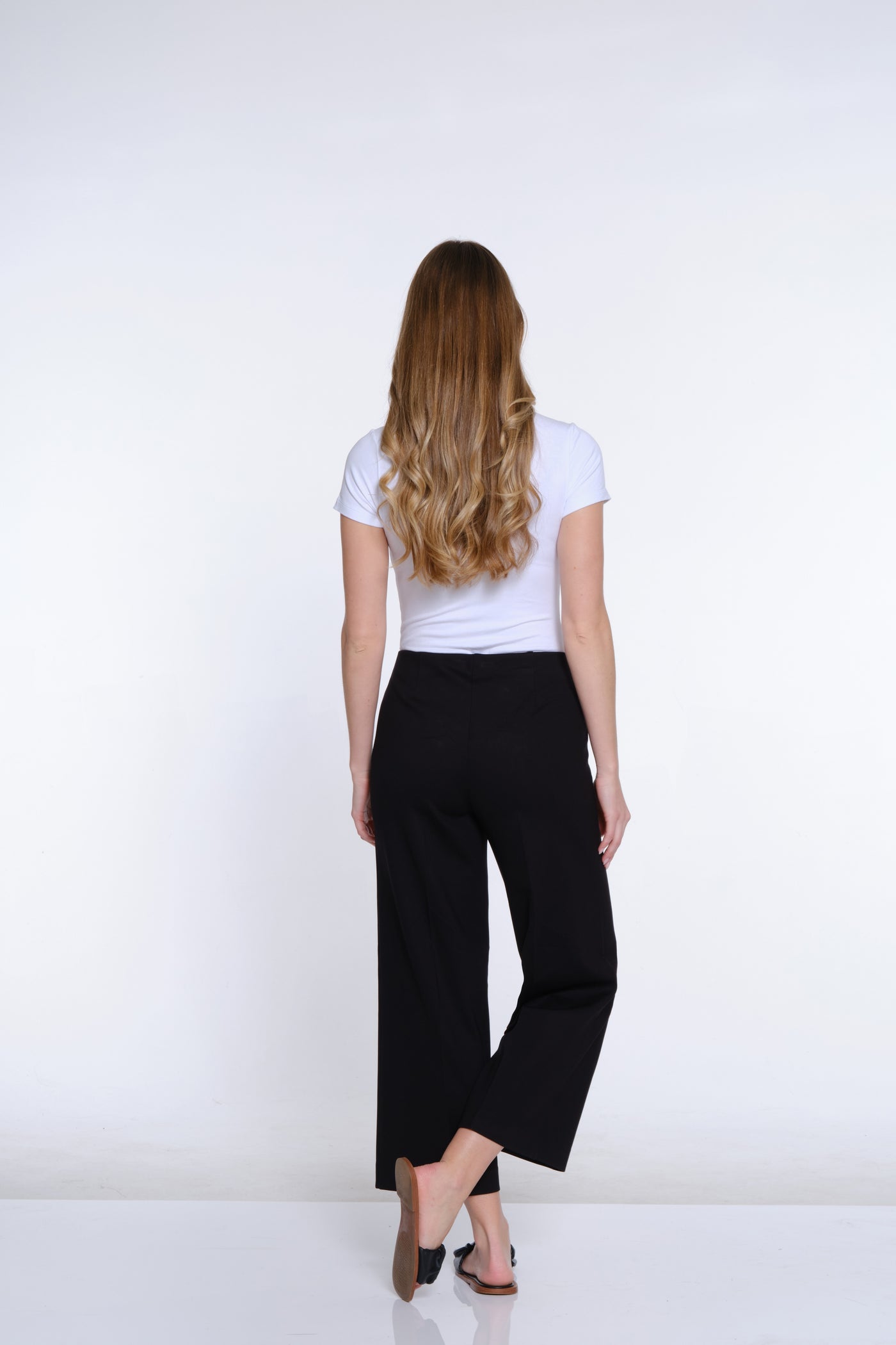 Wide Leg Ponte Crop Pant - Black