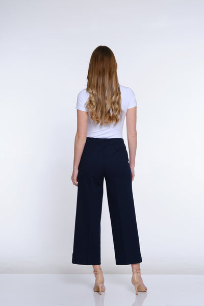 Wide Leg Ponte Crop Pant - Midnight