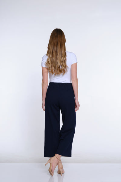 Wide Leg Ponte Crop Pant - Midnight