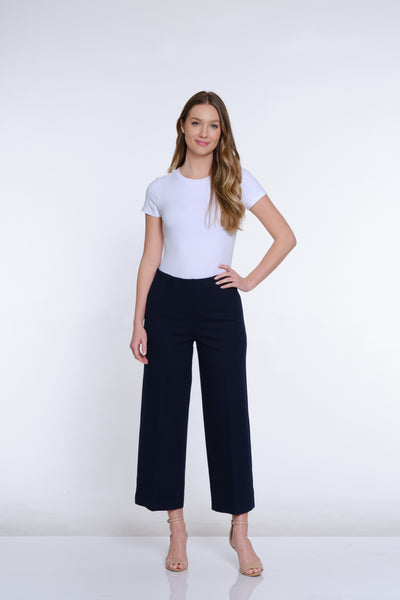 Wide Leg Ponte Crop Pant - Midnight