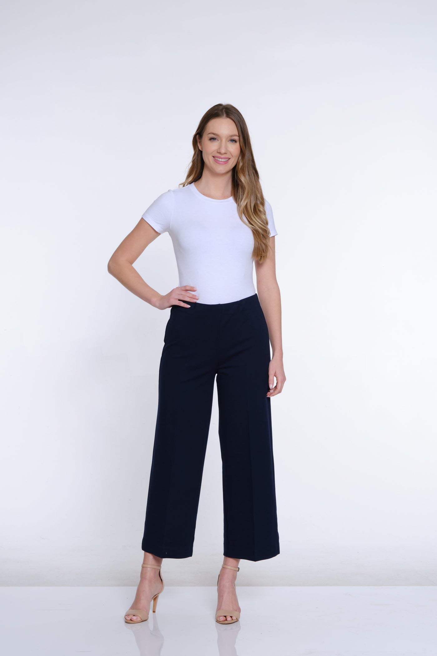 Wide Leg Ponte Crop Pant - Midnight