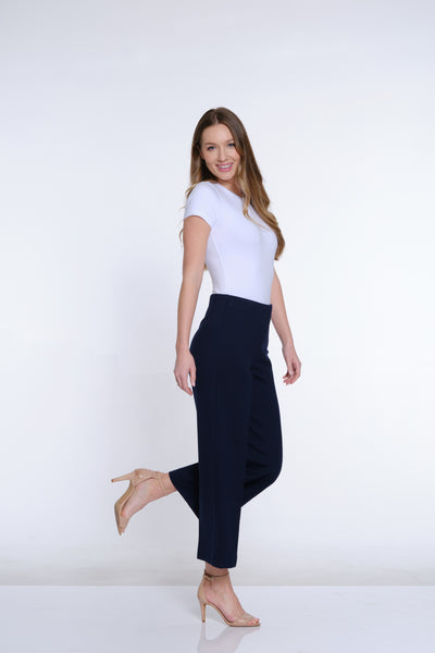 Wide Leg Ponte Crop Pant - Midnight