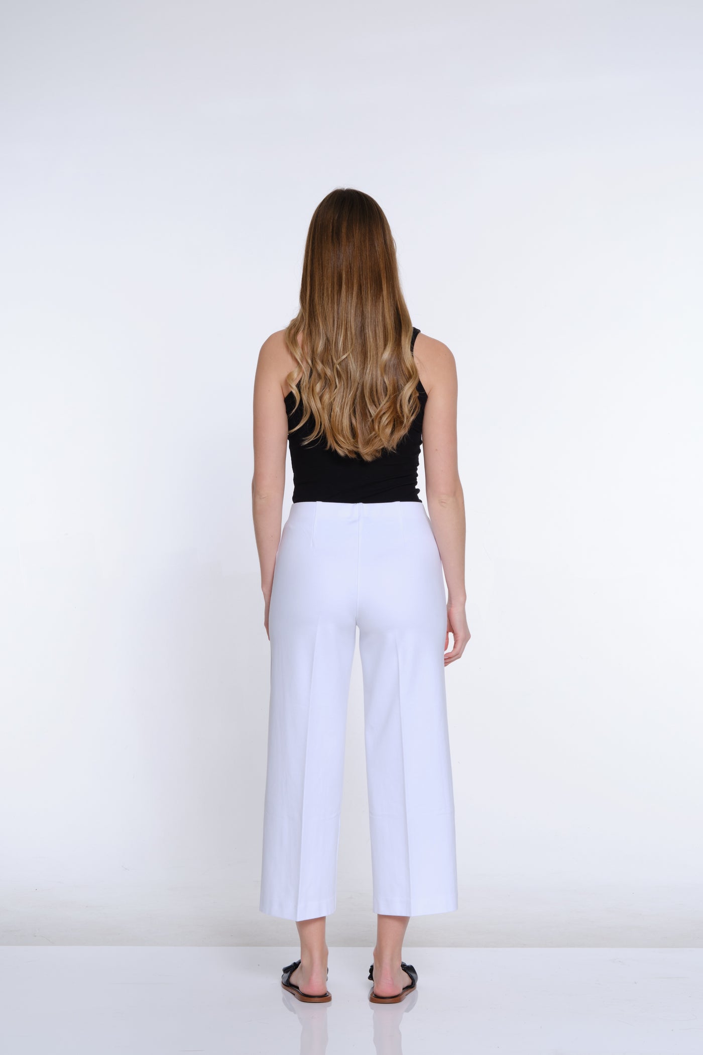 Wide Leg Ponte Crop Pant - White