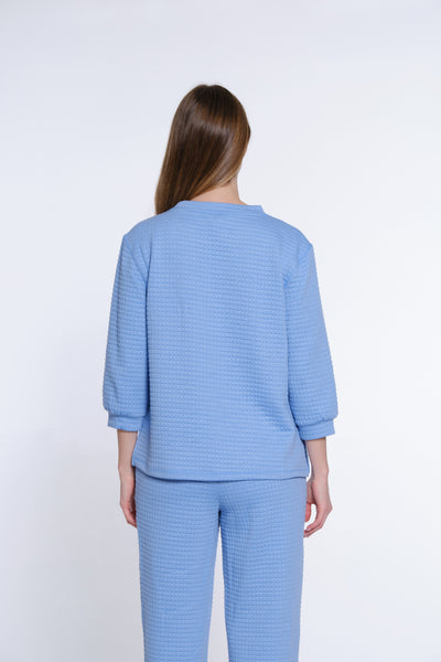 Jacquard Knit Top - Cornflower