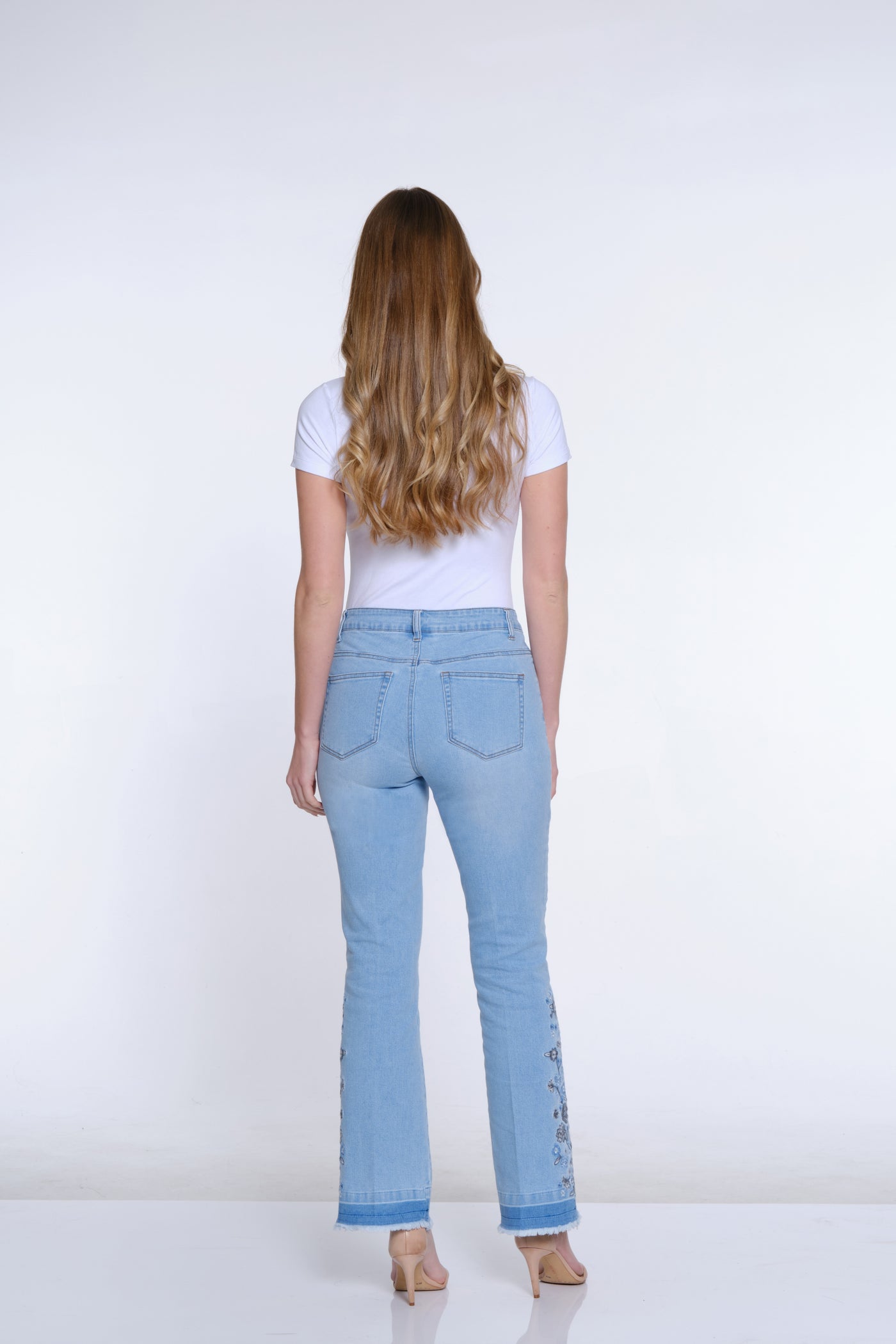 Bootcut Embroidered Jean - Light Indigo