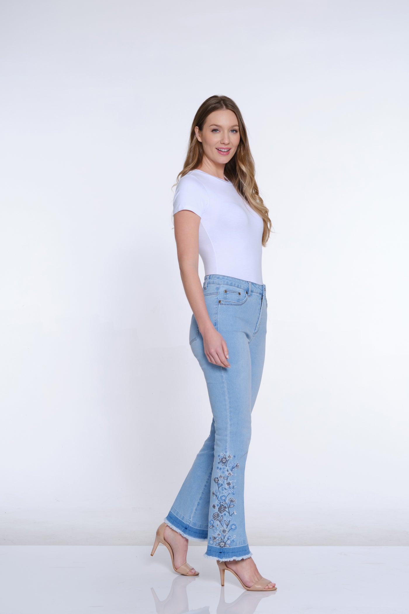 Bootcut Embroidered Jean - Light Indigo