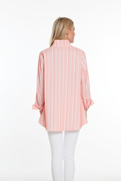 Wire Collar Striped Woven Shirt - Women's - Watermelon