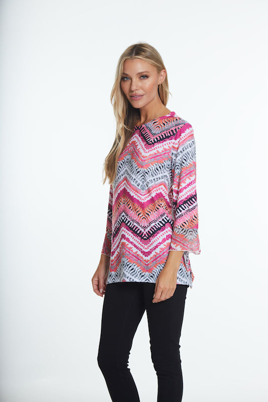 Flounce Tie 3/4 Sleeve Top- Multi