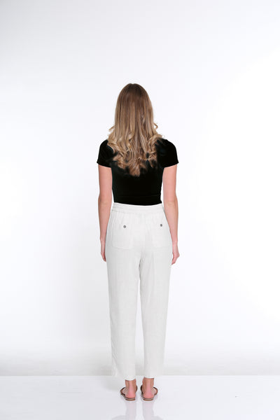 Drawstring Woven Crop Pant - White