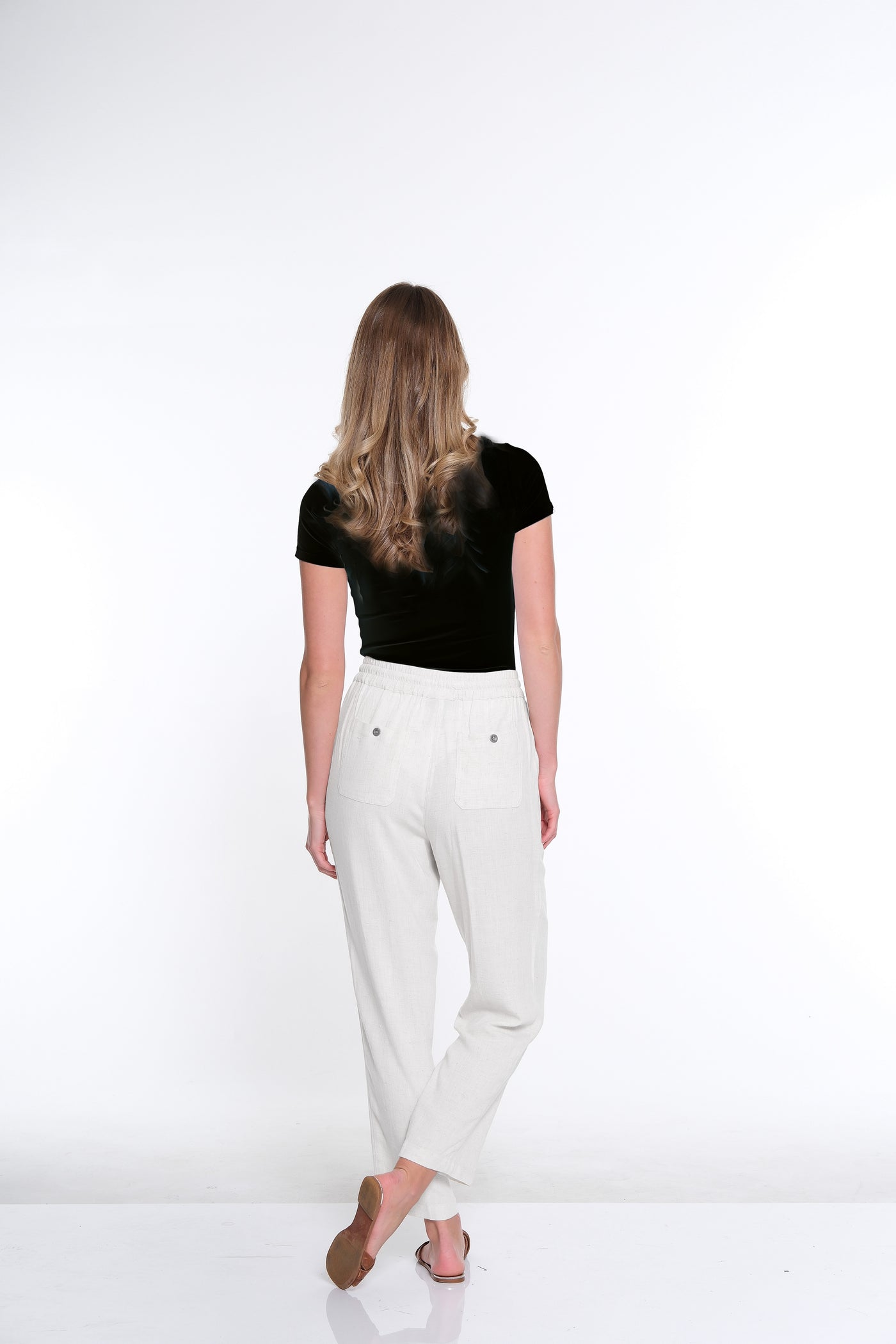 Drawstring Woven Crop Pant - White