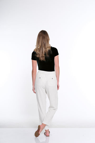 Drawstring Woven Crop Pant - White