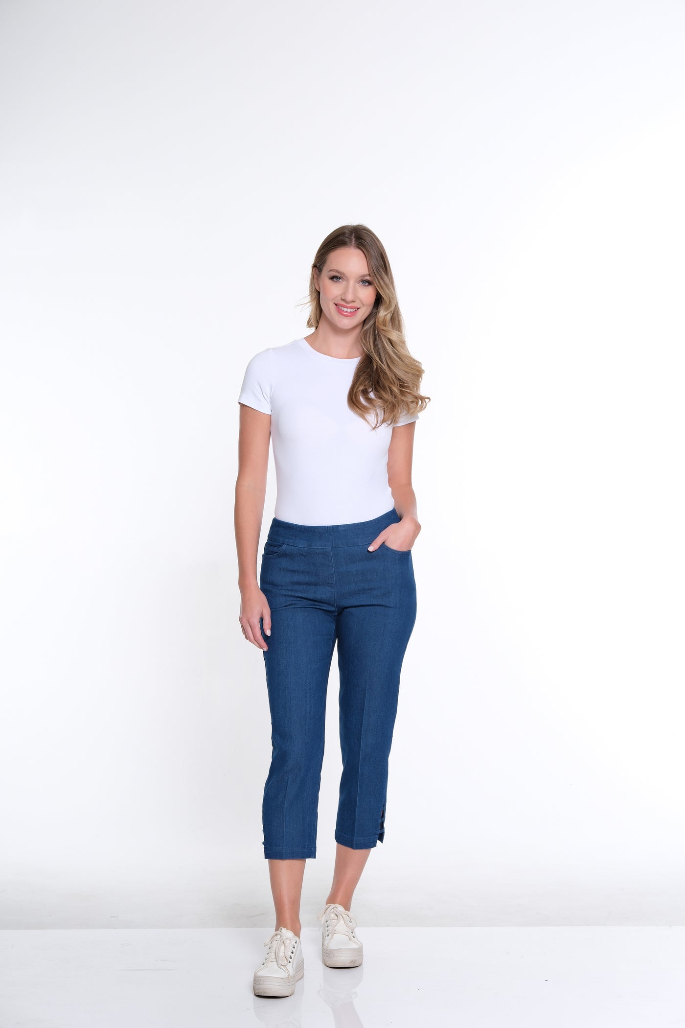 3-Strap Hem Pant- Light Indigo