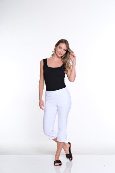 Solid Fine Line Capri- White