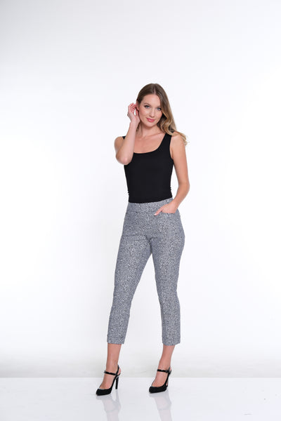 Print Crop Pant- Black Animal