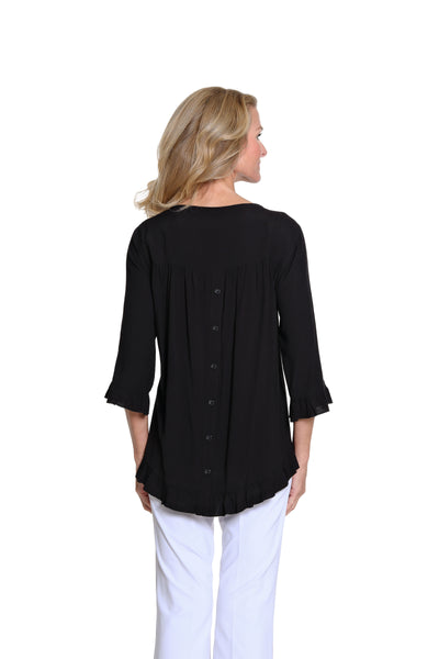 Ruffle Hem Woven Top - Petite - Black