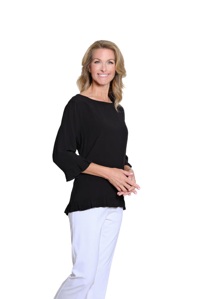 Ruffle Hem Woven Top - Petite - Black