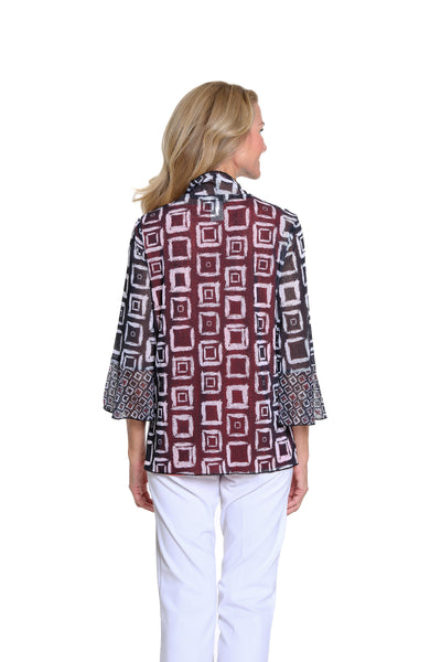 Flounce Sleeve Print Jacket - Petite - Black/White Print