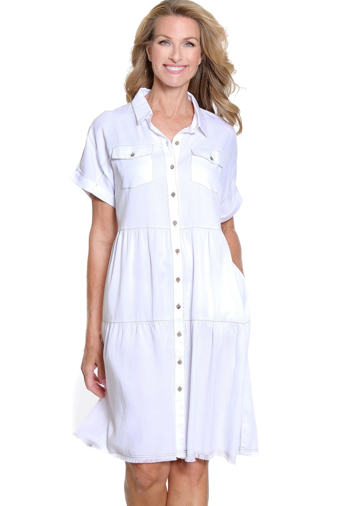 Twill Shirt Dress - White – MultiplesClothingCompany-com