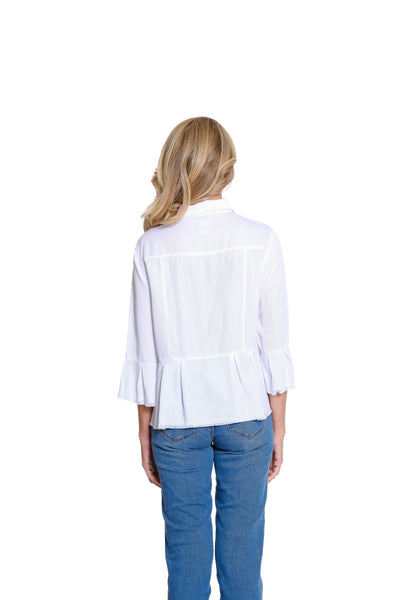 Peplum Jacket with Flounce Sleeves - White