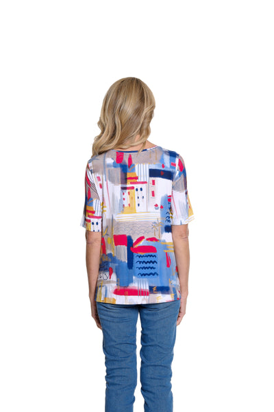 Print Scoop Neck Top - Petite - Multi
