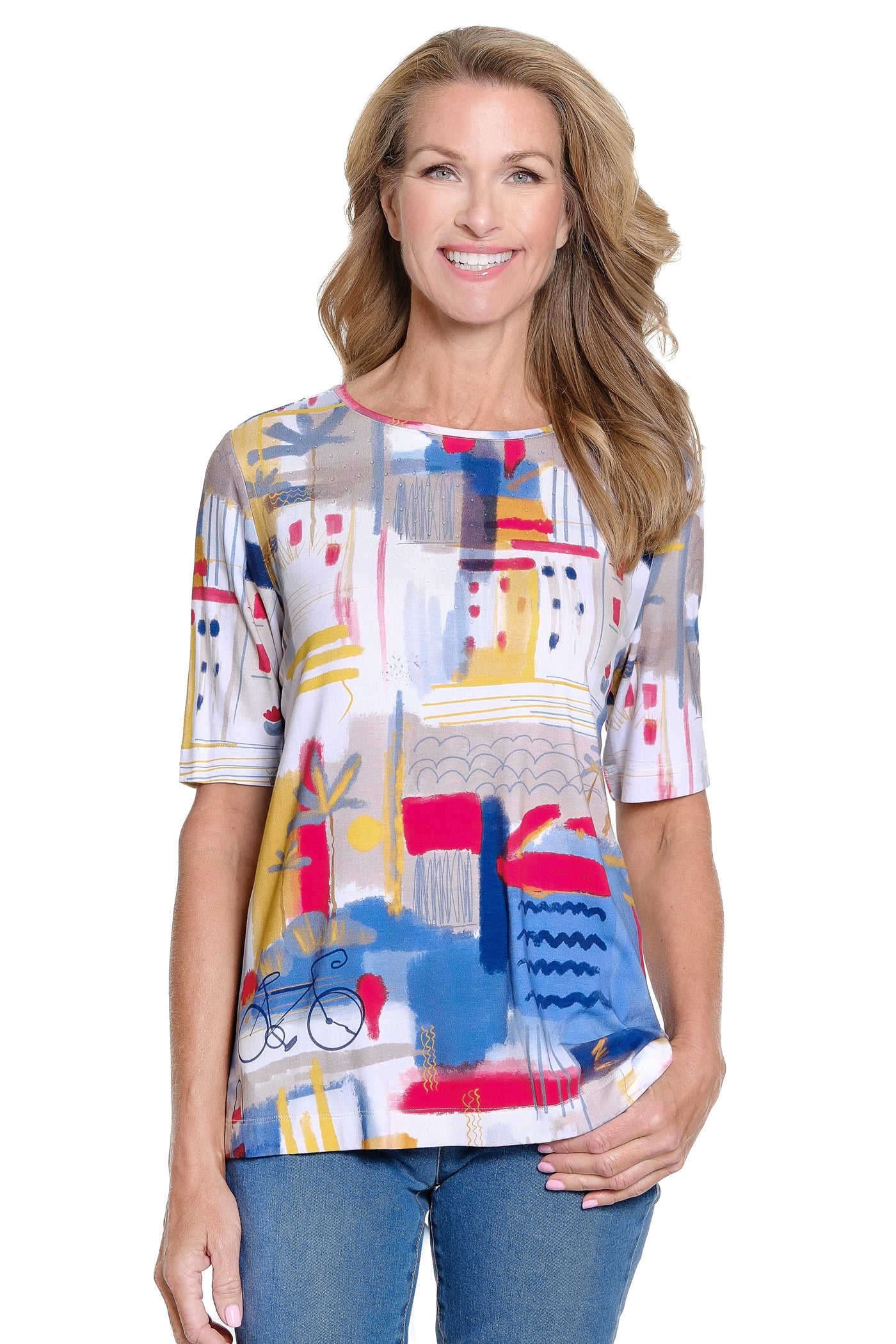 Print Scoop Neck Top - Petite - Multi