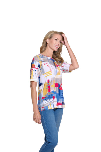 Print Scoop Neck Top - Multi