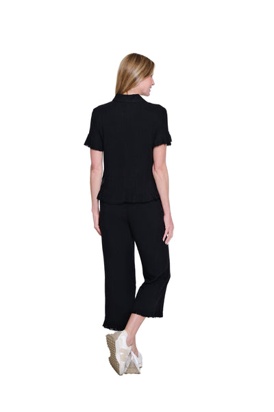 Ruffle Hem Crop Pant - Plus - Black