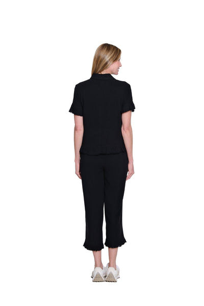 Ruffle Hem Crop Pant - Plus - Black