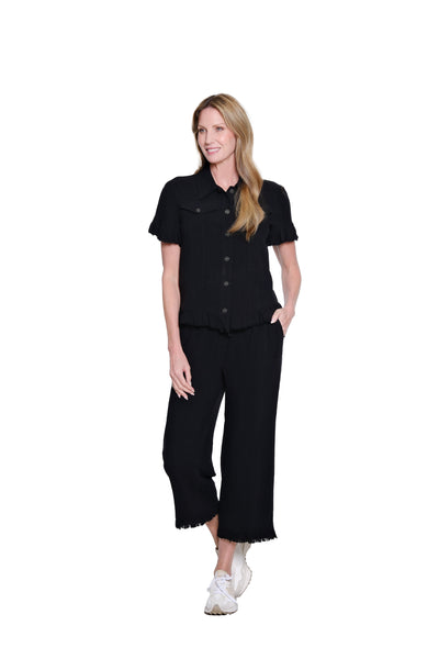 Ruffle Hem Jean Jacket - Plus - Black