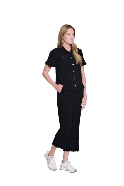 Ruffle Hem Crop Pant - Plus - Black