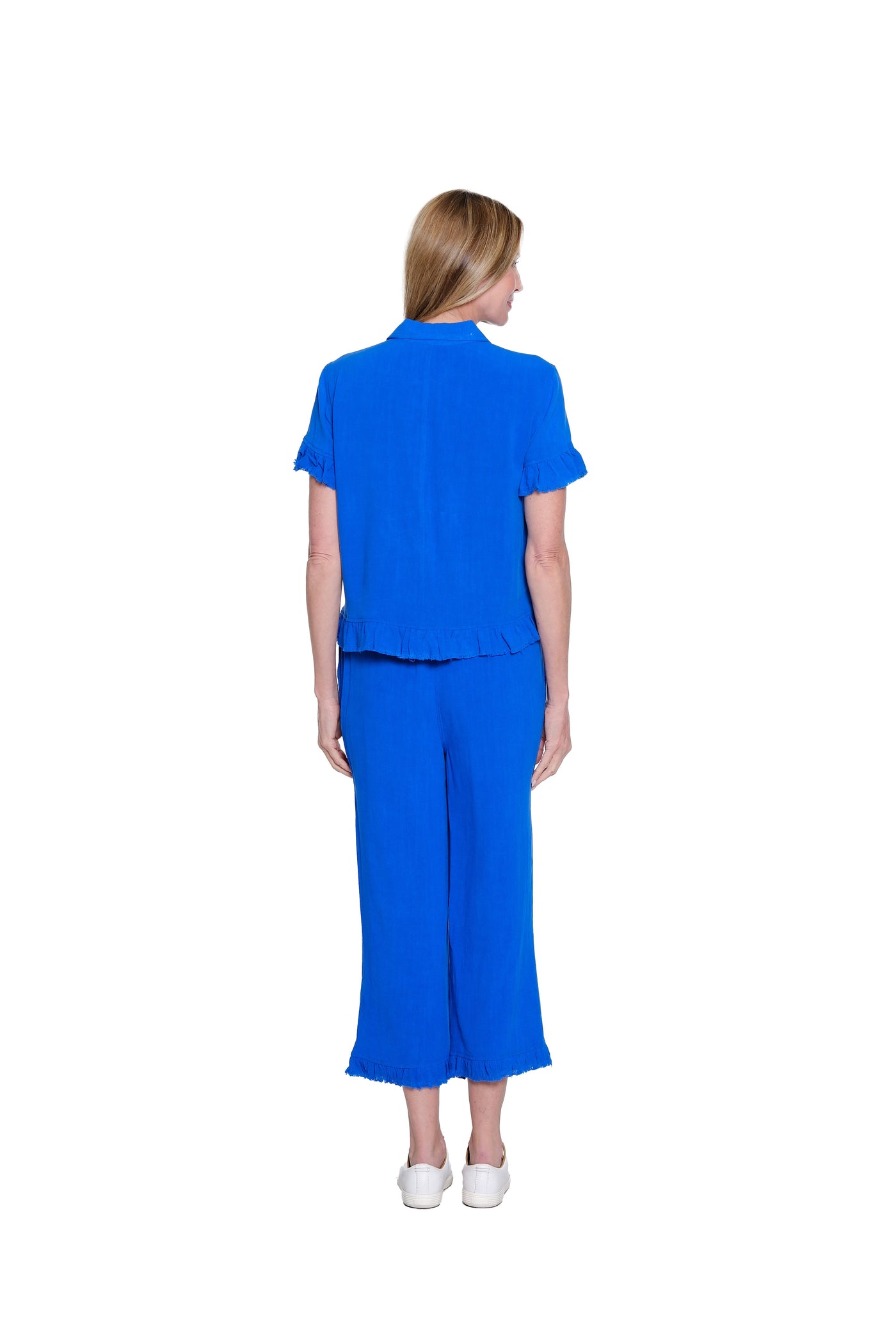 Ruffle Hem Jean Jacket - Plus - Bright Royal