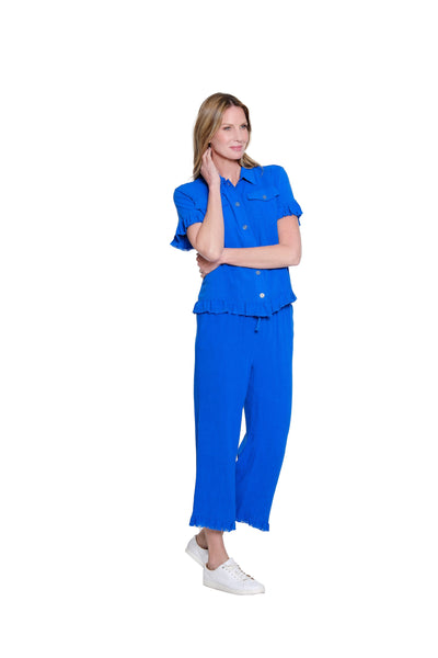 Ruffle Hem Jean Jacket - Plus - Bright Royal
