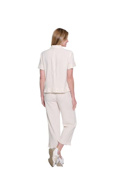Ruffle Hem Crop Pant - Plus - Flax