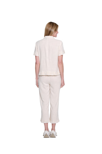 Ruffle Hem Crop Pant - Plus - Flax