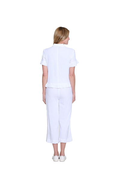 Ruffle Hem Jean Jacket - Plus - White