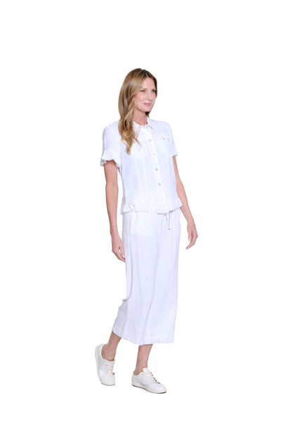 Ruffle Hem Jean Jacket - Plus - White