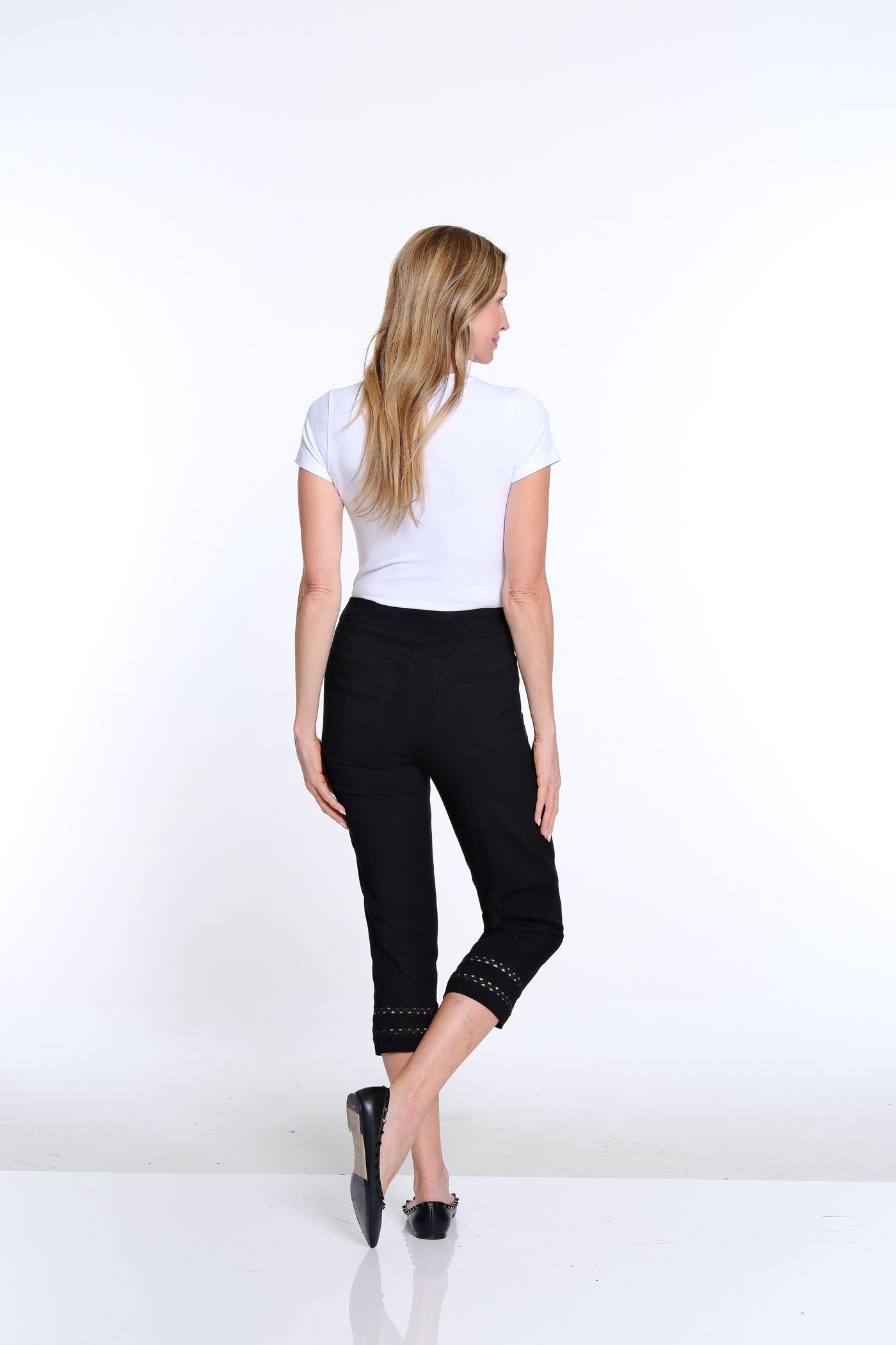 Denim Crop Pant with Detailed Hem - Black
