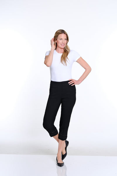 Denim Crop Pant with Detailed Hem - Black