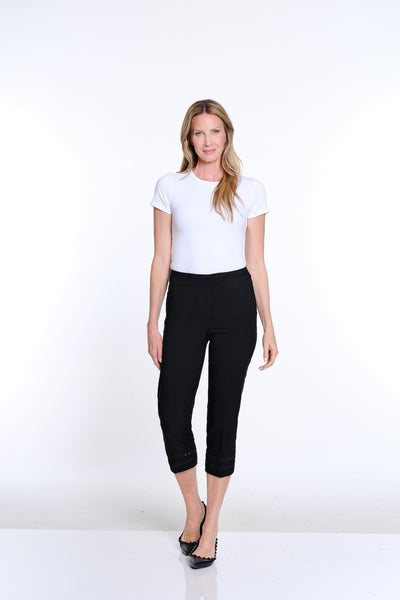 Denim Crop Pant with Detailed Hem - Black
