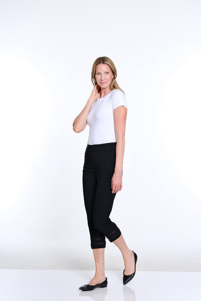 Denim Crop Pant with Detailed Hem - Black