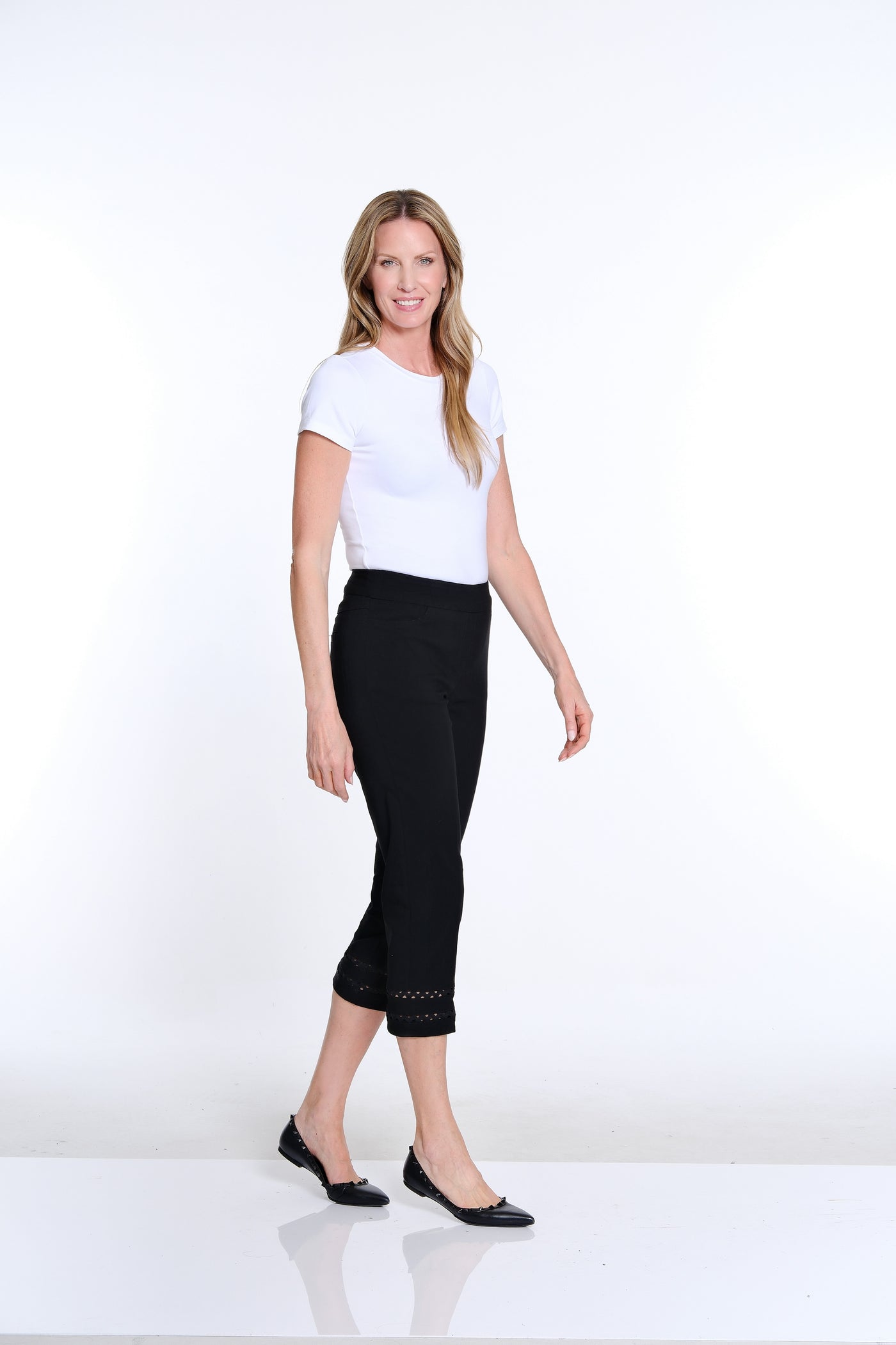 Denim Crop Pant with Detailed Hem - Black