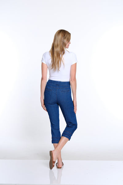 Denim Crop Pant with Detailed Hem - Indigo