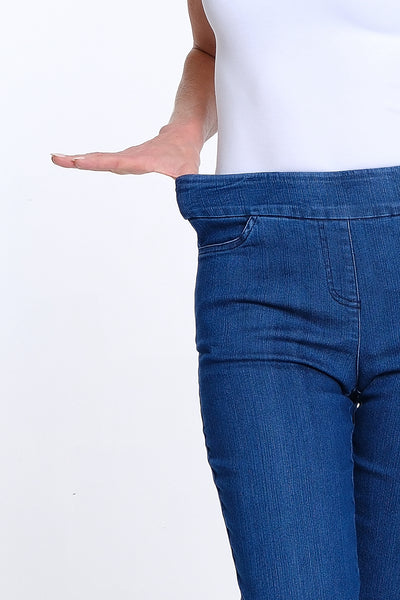 Denim Crop Pant with Detailed Hem - Indigo
