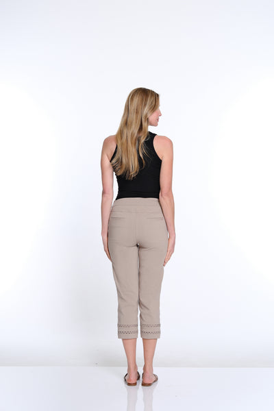 Denim Crop Pant with Detailed Hem - Stone